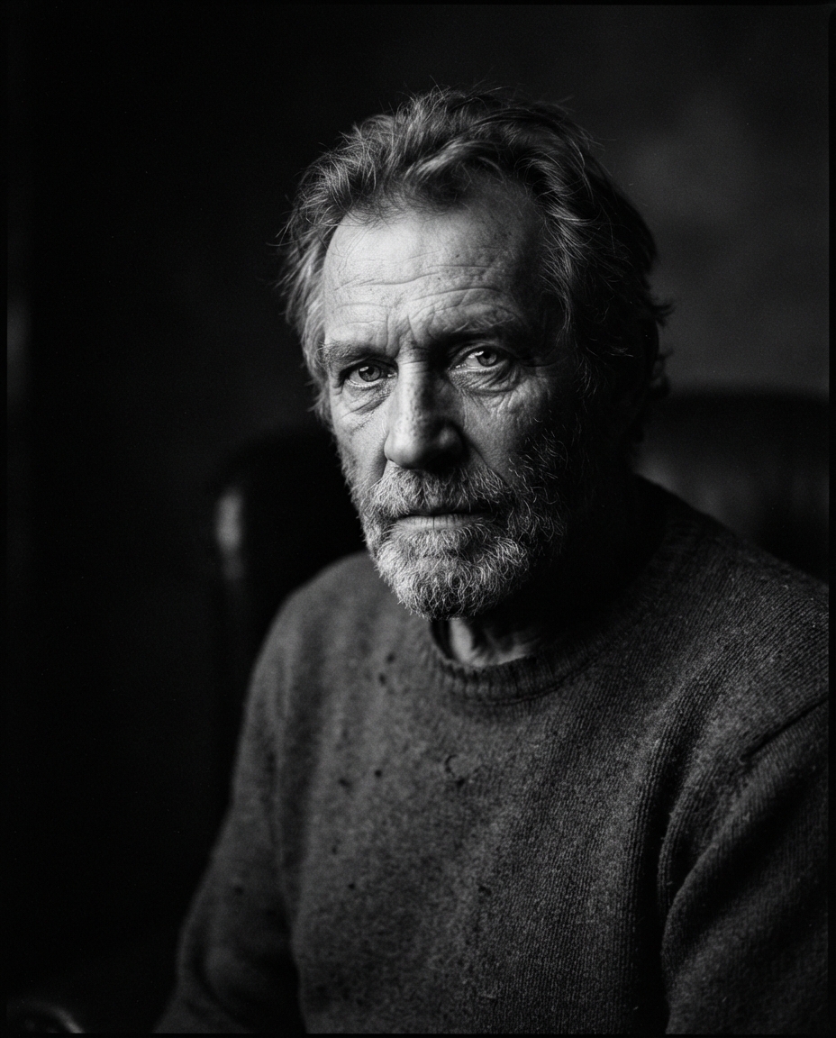 Raw moody portrait under low key lighting
